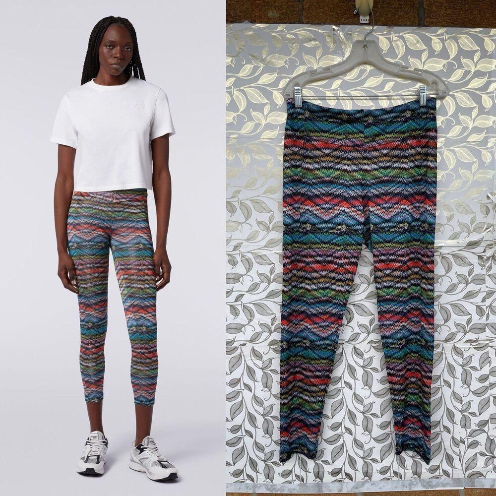 Missoni Sport Chevron Leggings XL Multicolored Zig Zag Knit Aesthetic